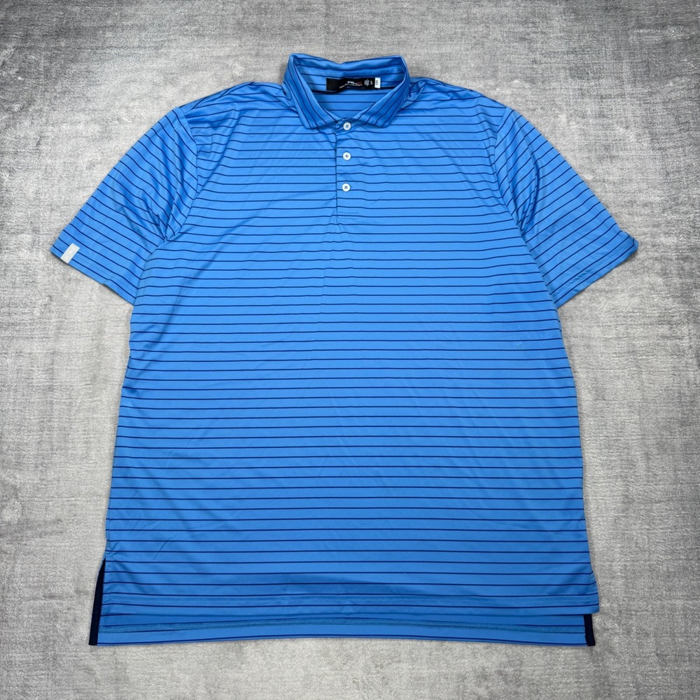 RLX Ralph Lauren Shirt Mens XL Blue Striped Polo Performance Golf Activewear